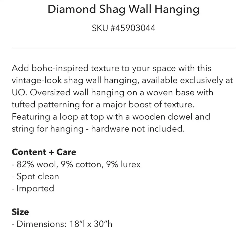 Diamond Shag wall Hanging tapestry